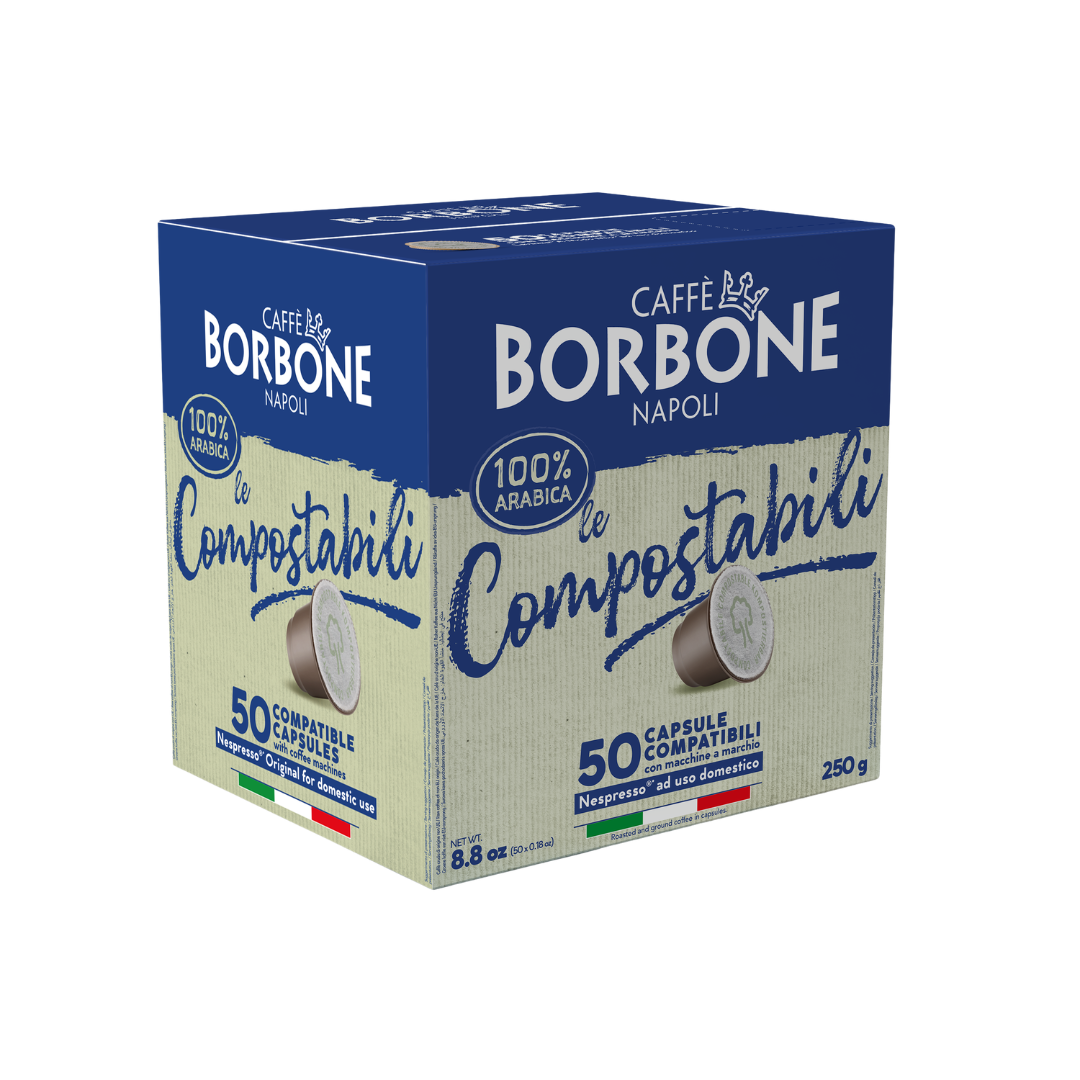50 Capsule Caffè Compostabili Borbone Respresso Compatibili con Macchine Nespresso