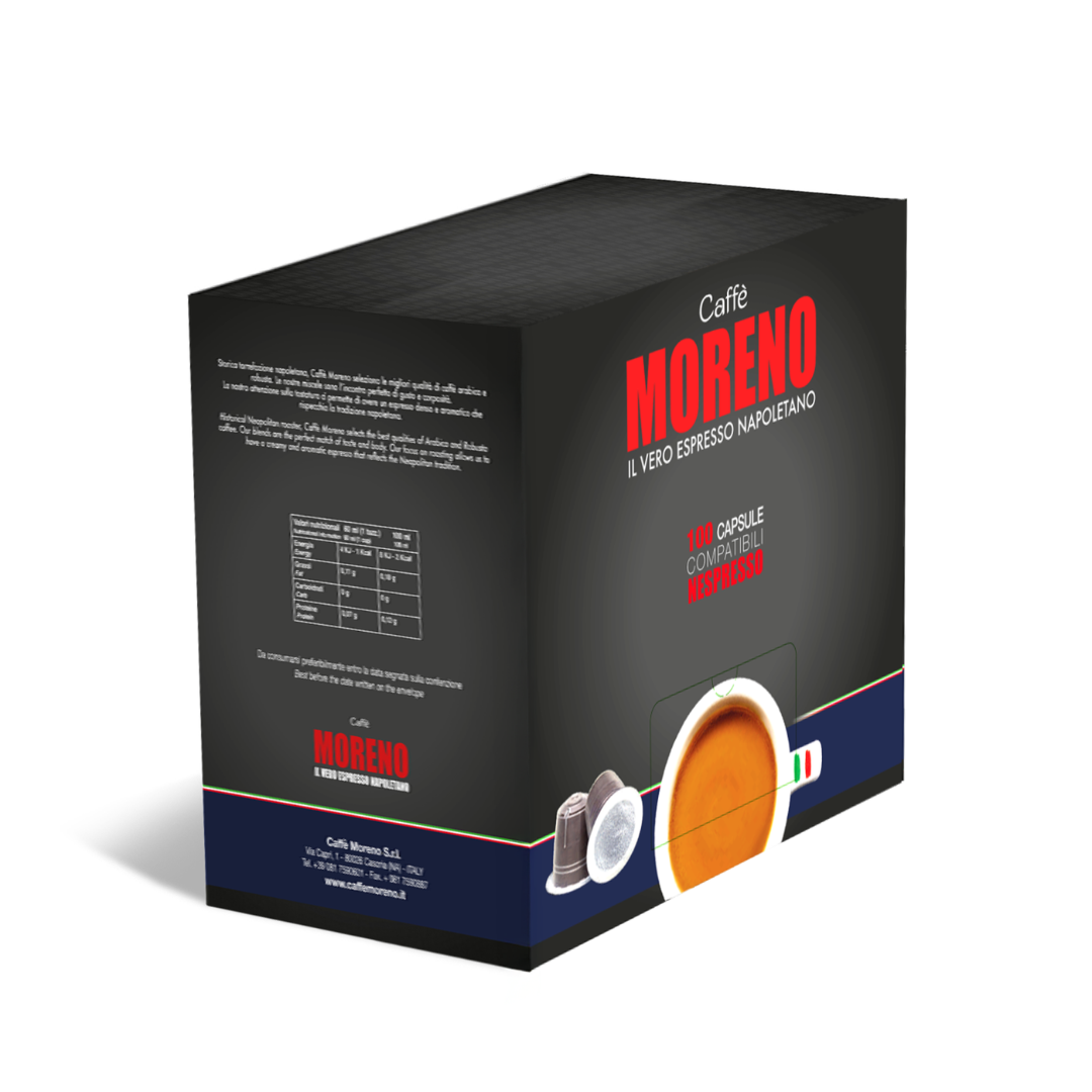 100 Capsule Caffè Moreno Compatibili con Macchine Nespresso