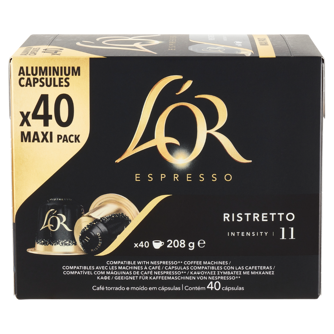40 Capsule Alluminio L'Or Espresso Compatibili con Macchine Nespresso