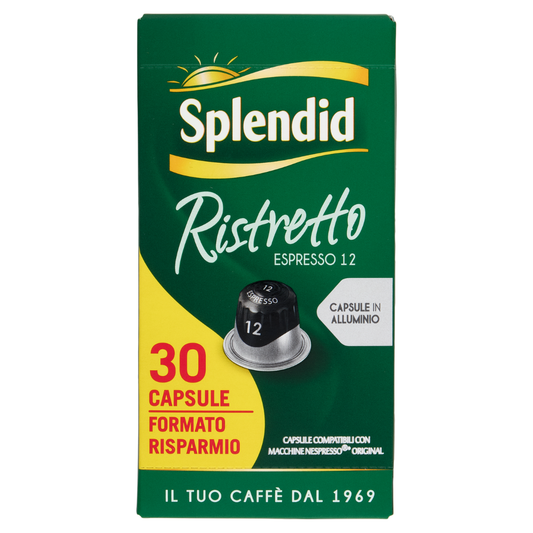 30 Capsule Caffè Alluminio Splendid Compatibili con Macchine Nespresso