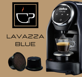 a lavazza coffee machine with a cup of coffee next to it