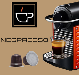 an espresso machine with a cup of coffee next to it