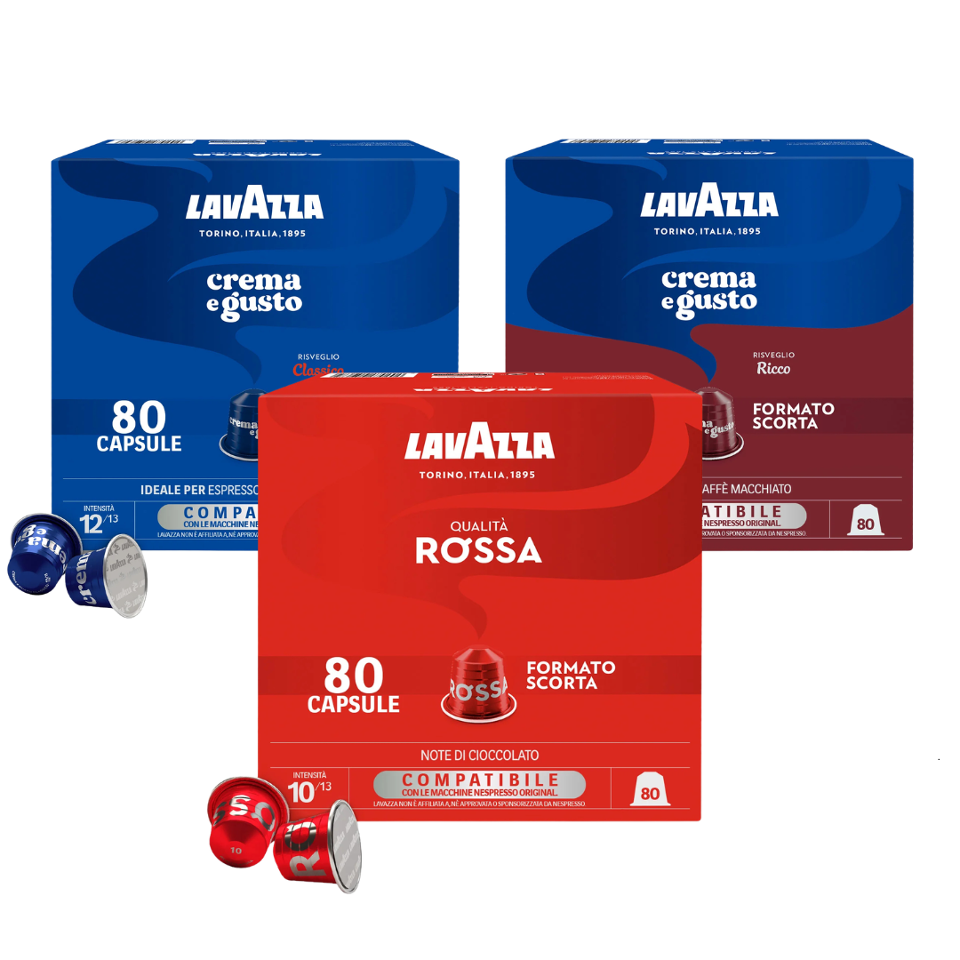 80 Capsule Caffè Lavazza in Alluminio Compatibili con Macchine Nespresso