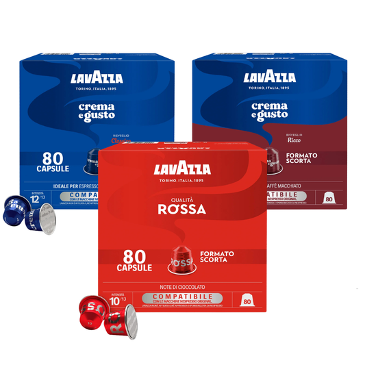80 Capsule Caffè Lavazza in Alluminio Compatibili con Macchine Nespresso