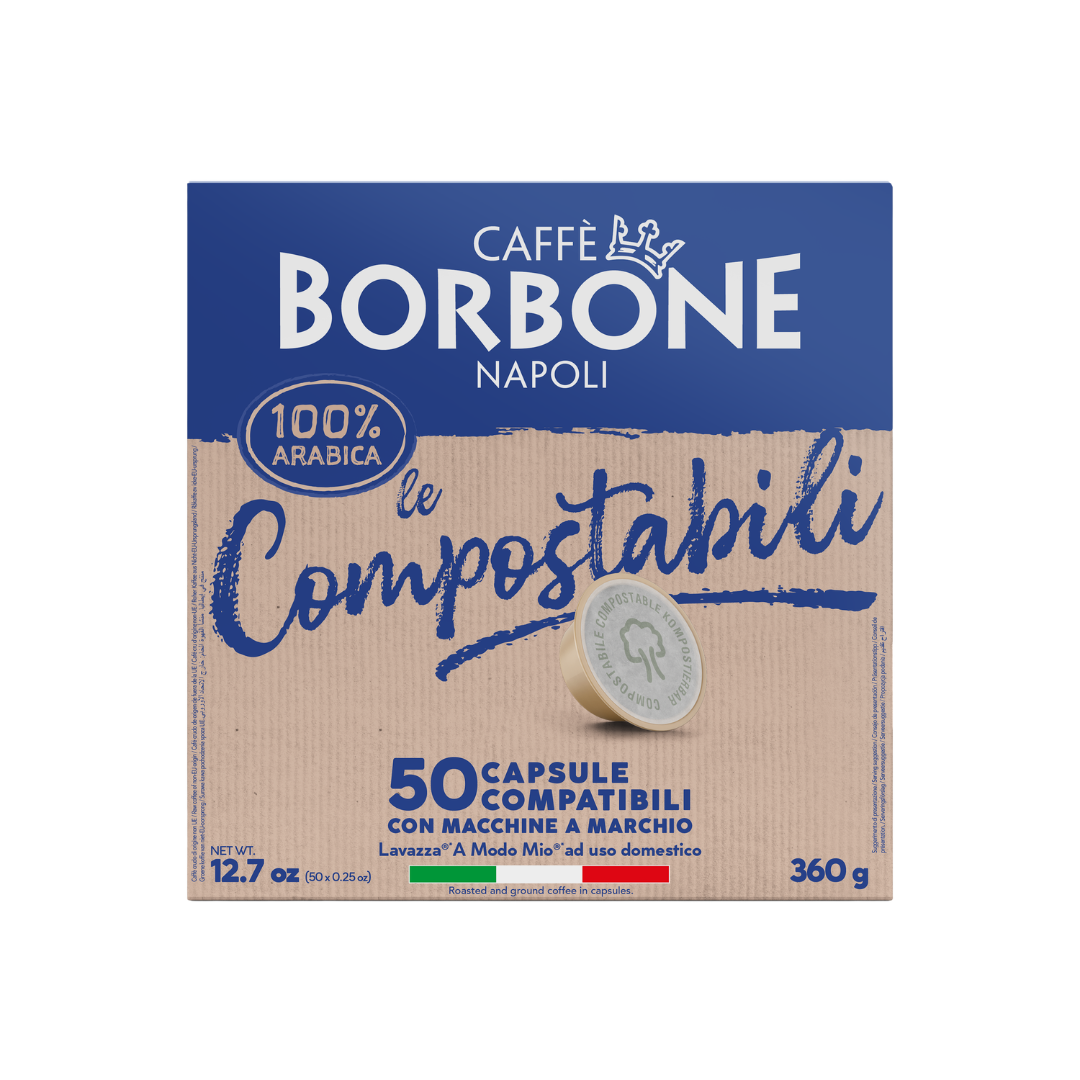 50 Capsule Caffè Compostabili Borbone Don Carlo Compatibili con Macchine Lavazza A Modo Mio
