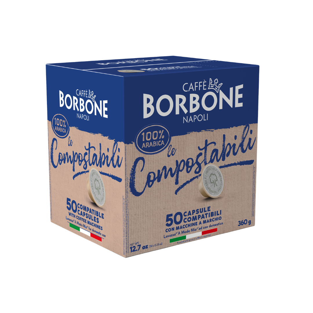 50 Capsule Caffè Compostabili Borbone Don Carlo Compatibili con Macchine Lavazza A Modo Mio