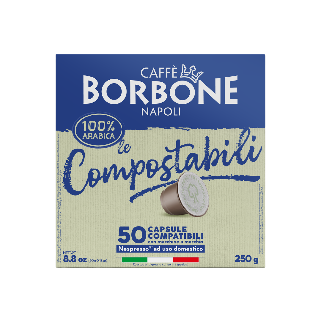 50 Capsule Caffè Compostabili Borbone Respresso Compatibili con Macchine Nespresso