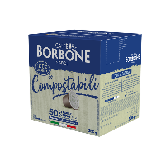 50 Capsule Caffè Compostabili Borbone Respresso Compatibili con Macchine Nespresso