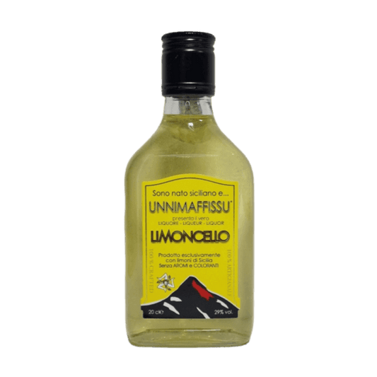 a bottle of limoncello in a white background