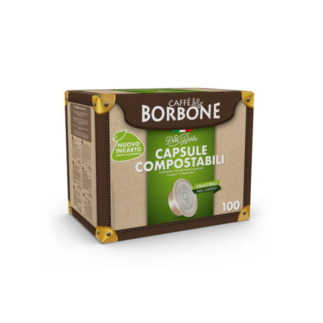 100 kompostierbare Borbone Don Carlo Kaffeekapseln, kompatibel mit Lavazza A Modo Mio Maschinen