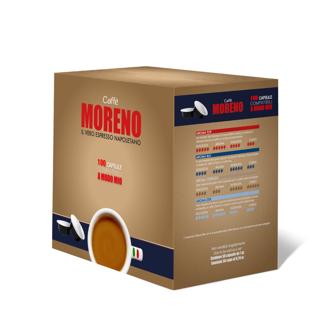 100 Capsule Caffè Moreno Compatibili con Macchine Lavazza A Modo Mio