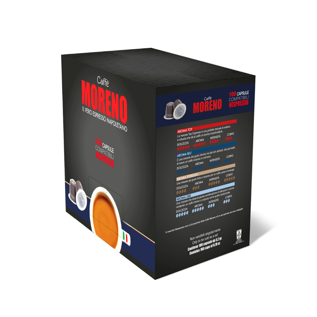 100 Capsule Caffè Moreno Compatibili con Macchine Nespresso