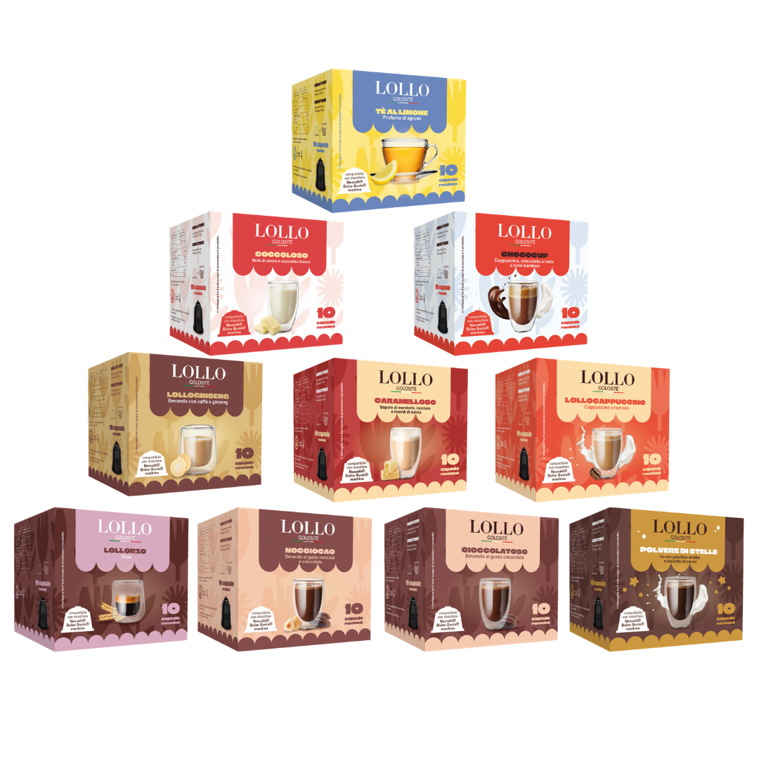 10 Capsule Solubili Lollo Caffè Compatibili con Macchine Dolce Gusto