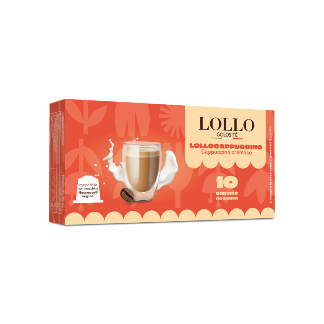 10 Capsule Solubili Lollo Caffè Compatibili con Macchine Nespresso