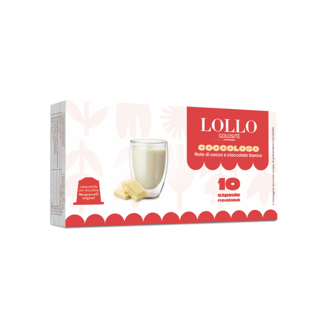 10 Capsule Solubili Lollo Caffè Compatibili con Macchine Nespresso