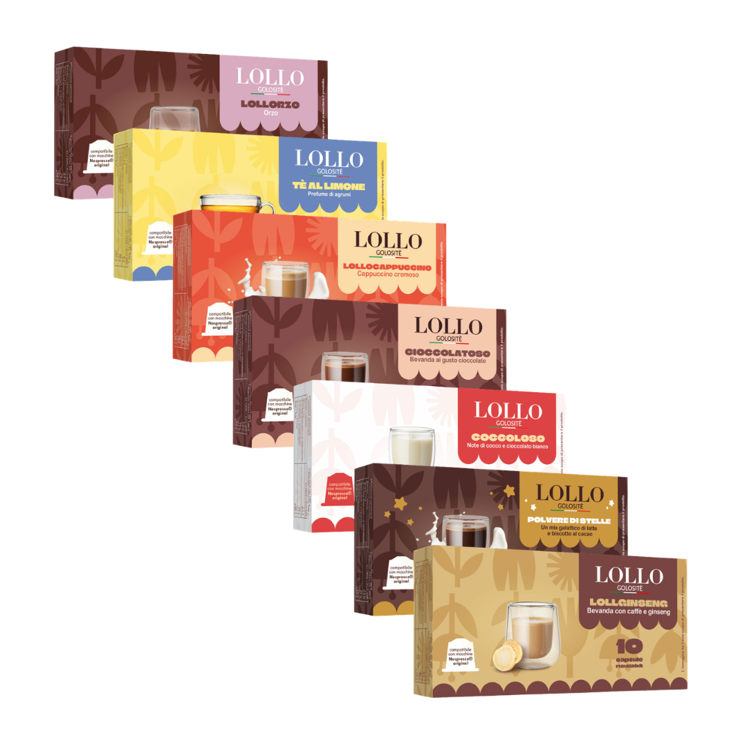 10 Capsule Solubili Lollo Caffè Compatibili con Macchine Nespresso