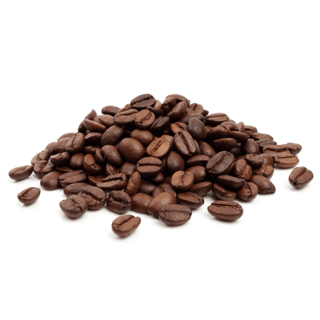 a pile of coffee beans on a white background