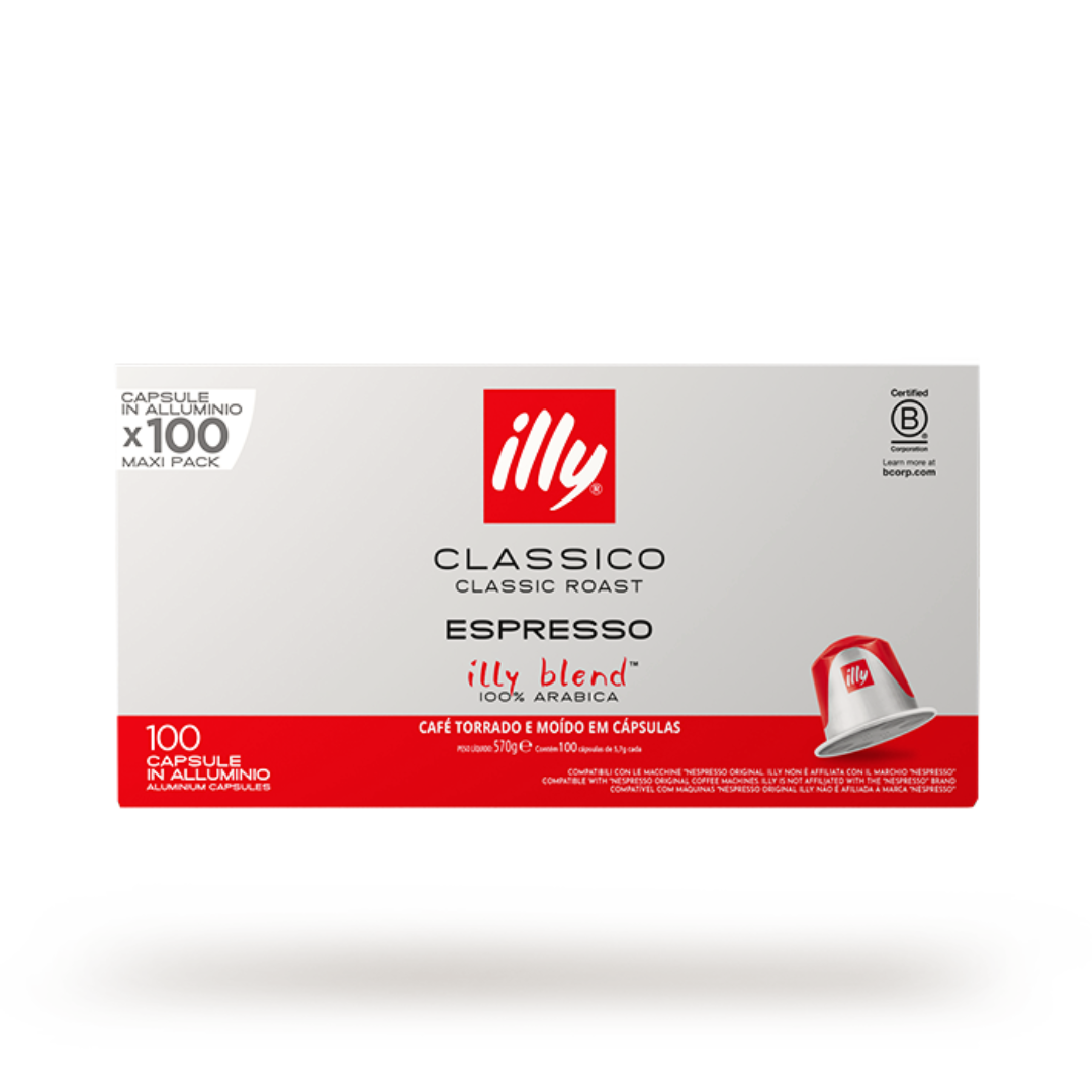 100 Capsule Caffè Illy in Alluminio Compatibili con Macchine Nespresso