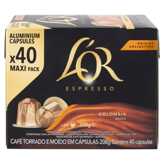 40 Capsule Alluminio L'Or Espresso Compatibili con Macchine Nespresso