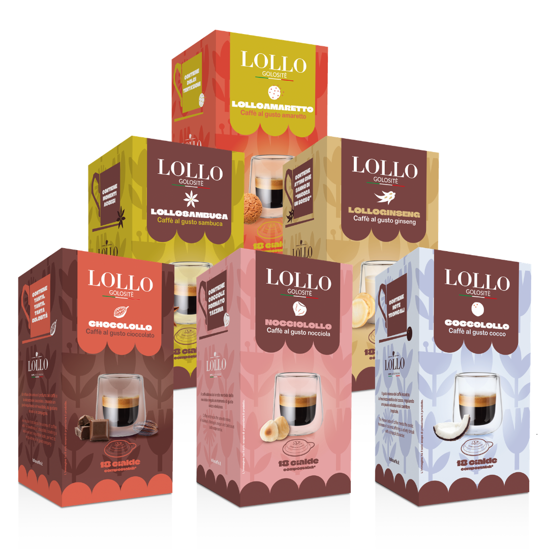 18 Cialde Caffè Aromatizzate Lollo in Carta Filtro ESE 44mm