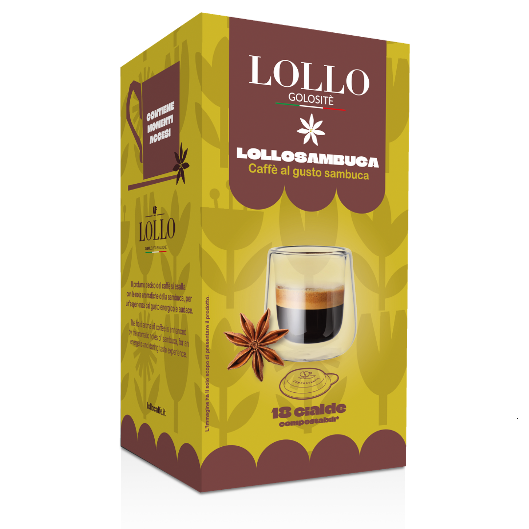 18 Cialde Caffè Aromatizzate Lollo in Carta Filtro ESE 44mm