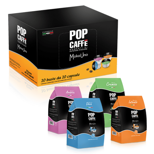 100 Capsule Pop Caffè Moka Uno Compatibili con Macchine Uno System