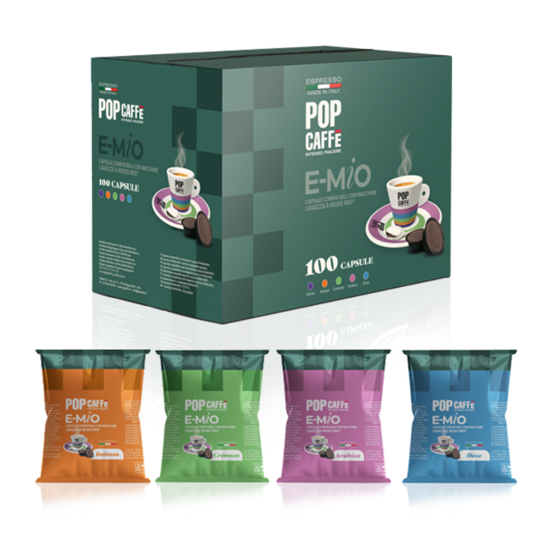 100 Capsule Pop Caffè E-Mio Compatibili con Macchine Lavazza A Modo Mio
