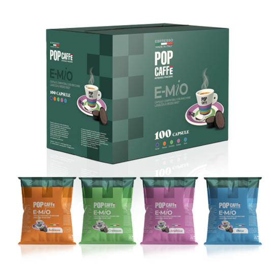 100 Capsule Pop Caffè E-Mio Compatibili con Macchine Lavazza A Modo Mio