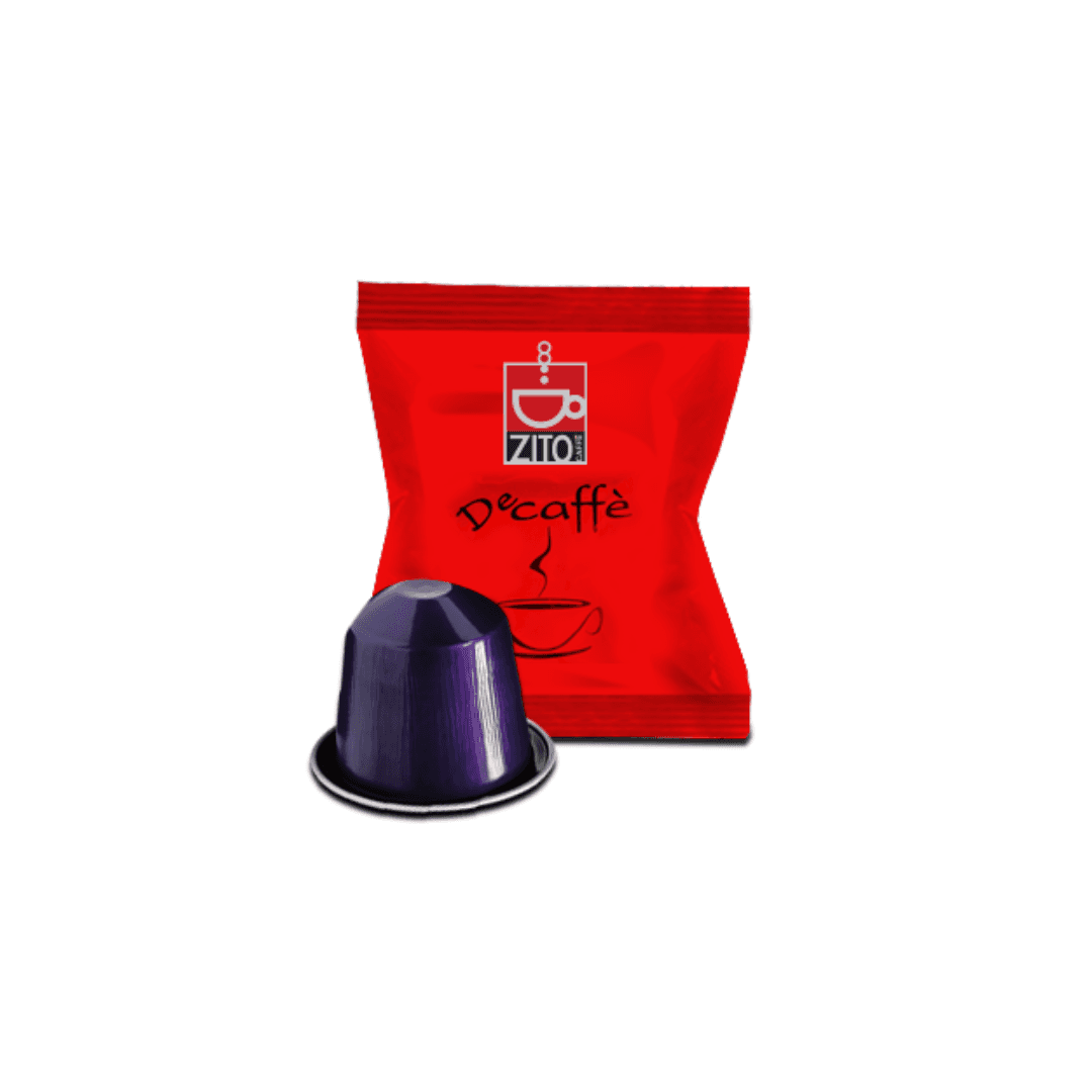 a bag of coffee next to a nespresso coffee capsule