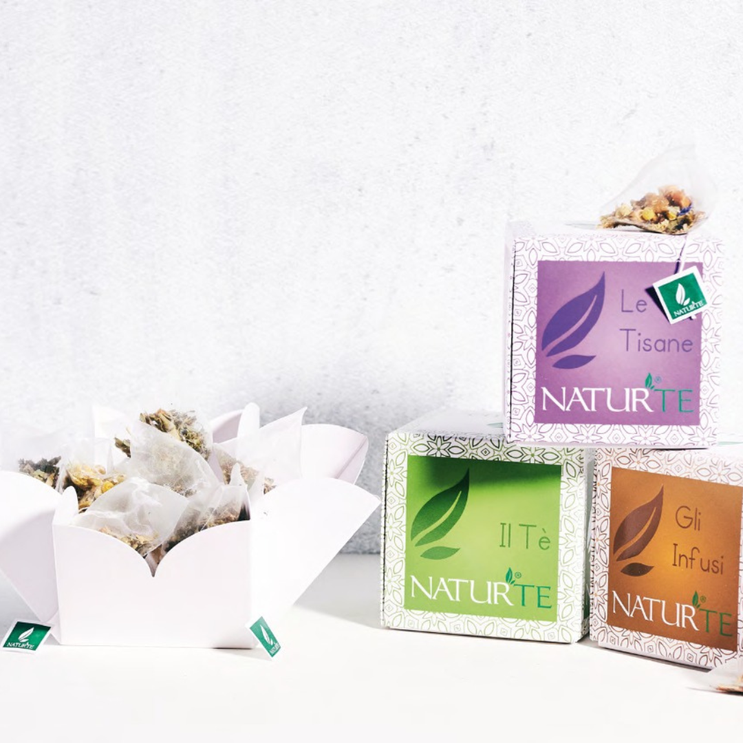 6 Tisane a foglie NaturTè con filtro in seta piramidale