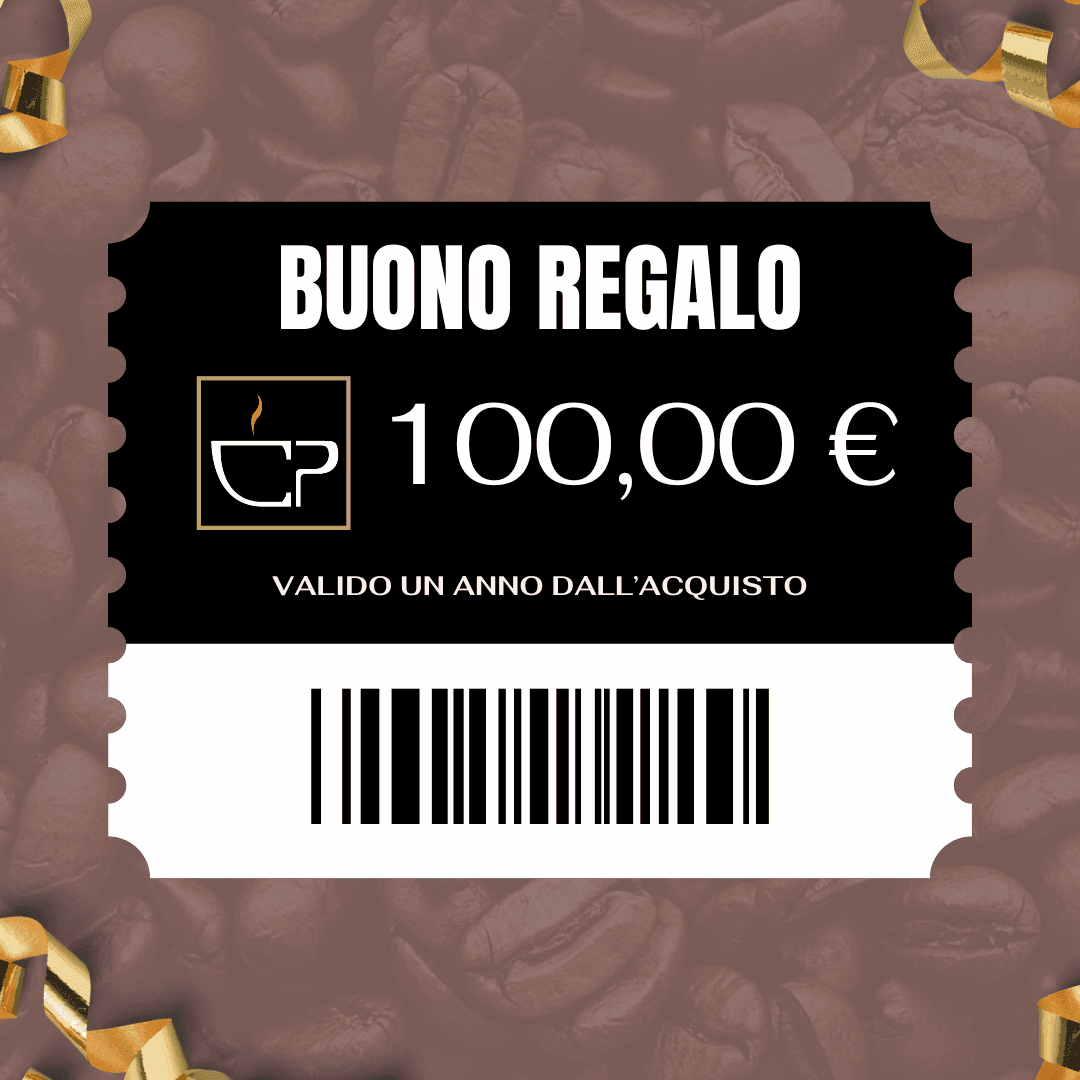 a black and white ticket with gold foil on top of a pile of coffee beans