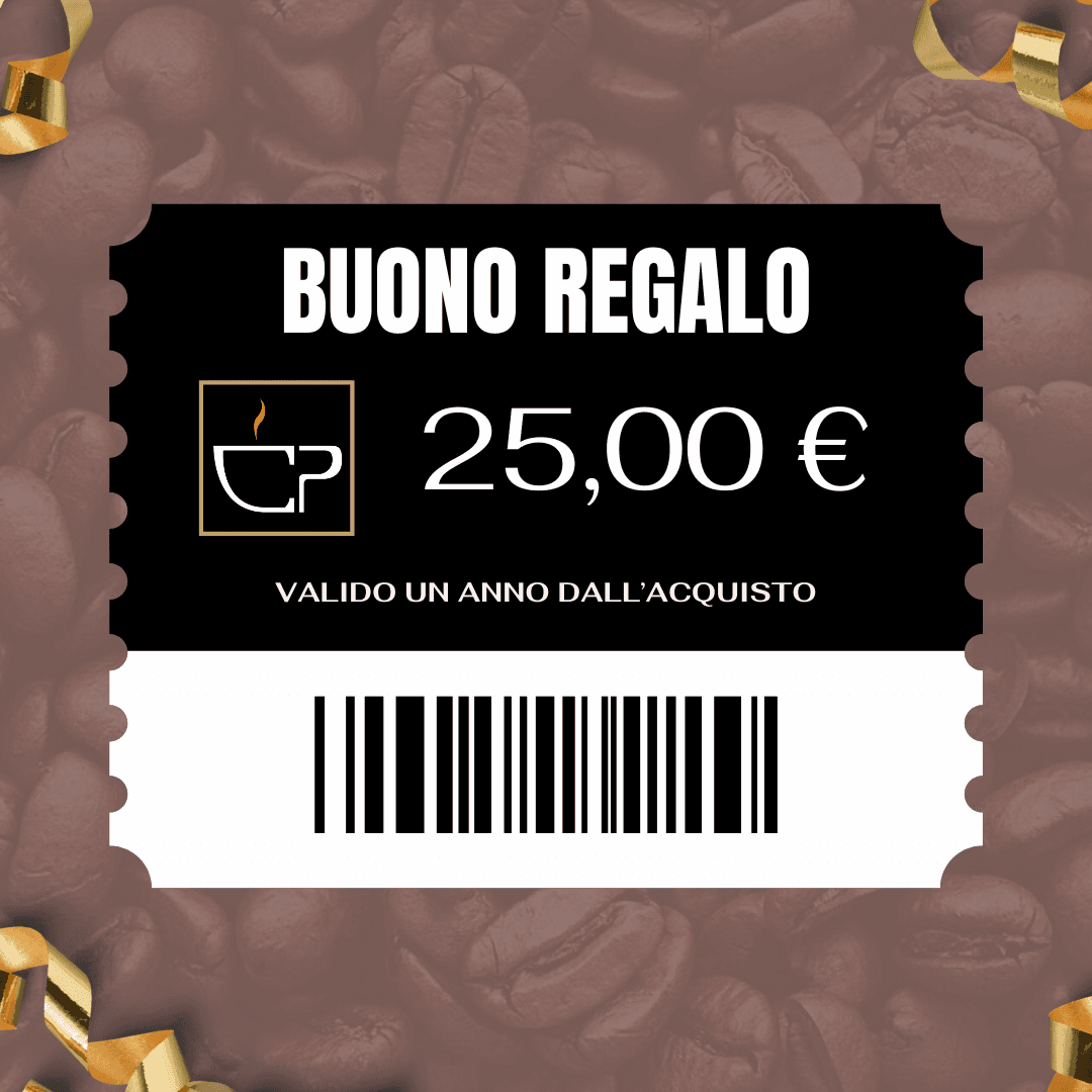 a black and white ticket with gold foil on top of coffee beans