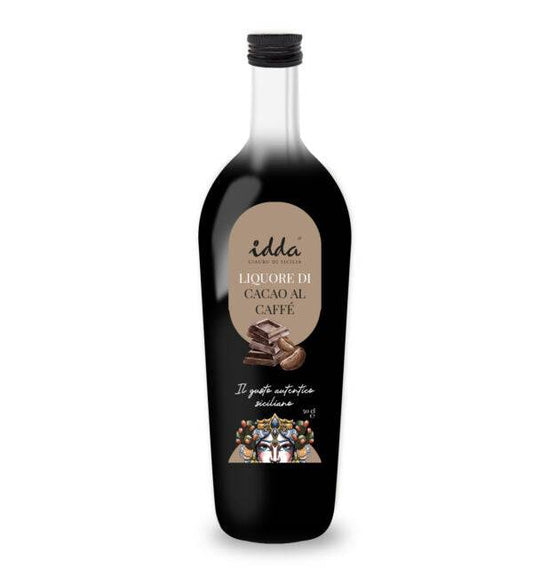 a bottle of chocolate and coffee liquor on a white background