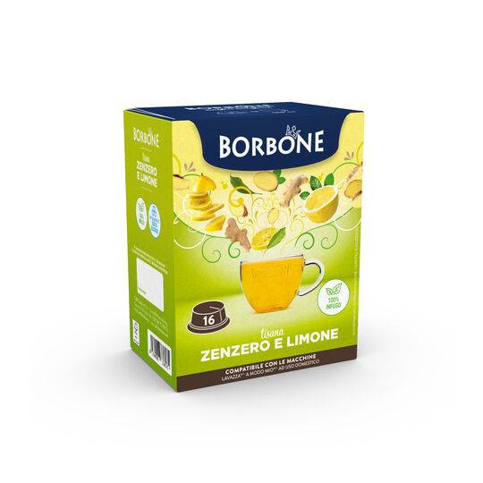 a box of borbone ginger and lemon for lavazza a modo mio machine