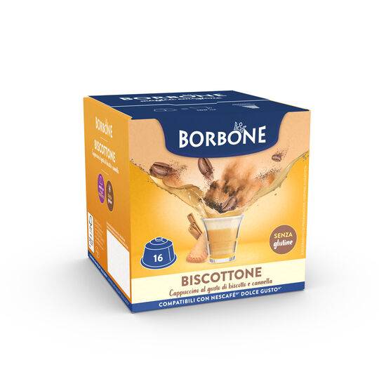 a box of borbone biscuits and coffee for dolce gusto machine