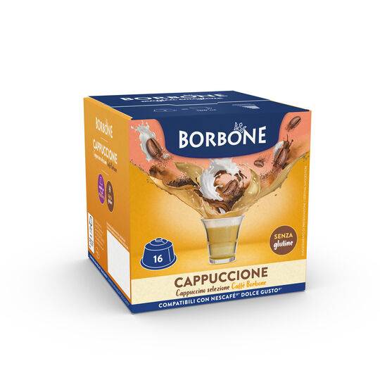 a box of borbone cappuccino for dolce gusto machine