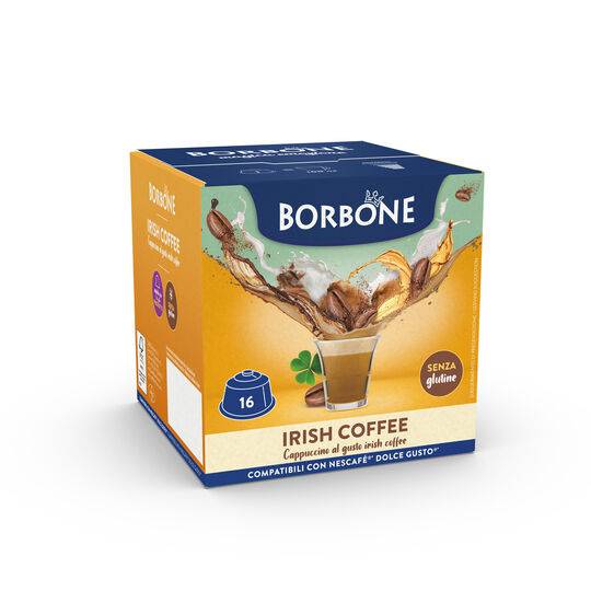 a box of borbone irish coffee for dolce gusto machine