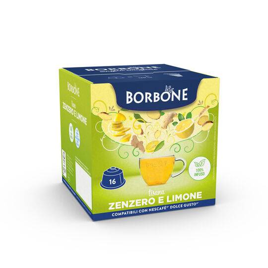 a box of borbone ginger and lemon for dolce gusto machine