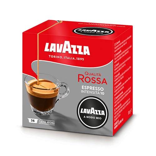 a box of lavazza a modo mio coffee on a white background