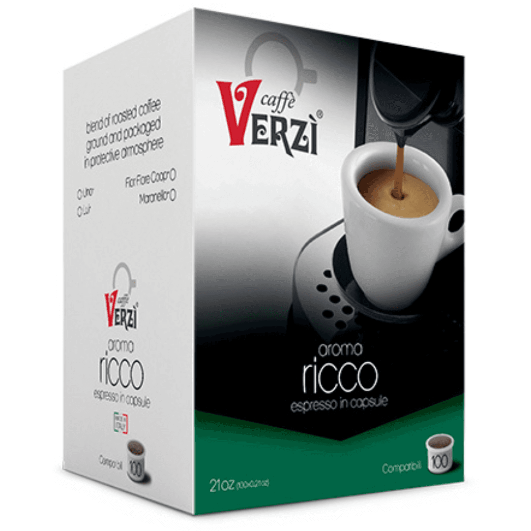 a box of verzi coffee on a white background