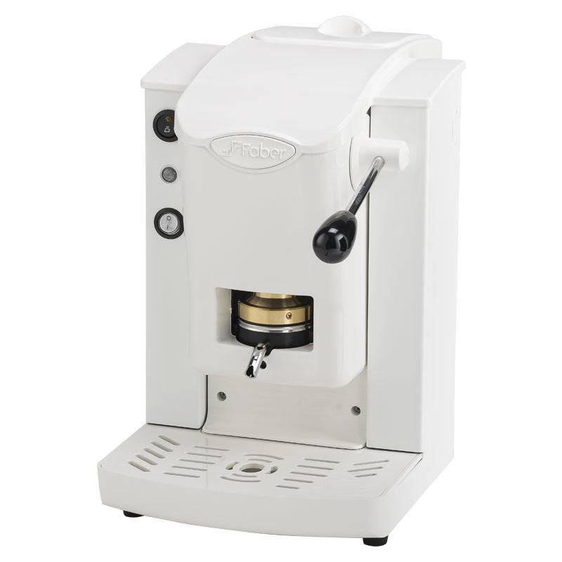 a white coffee machine sitting on top of a counter