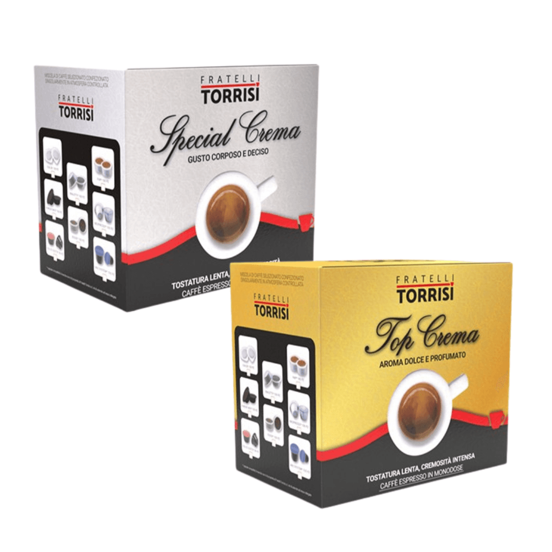 two boxes of coffee on a white background