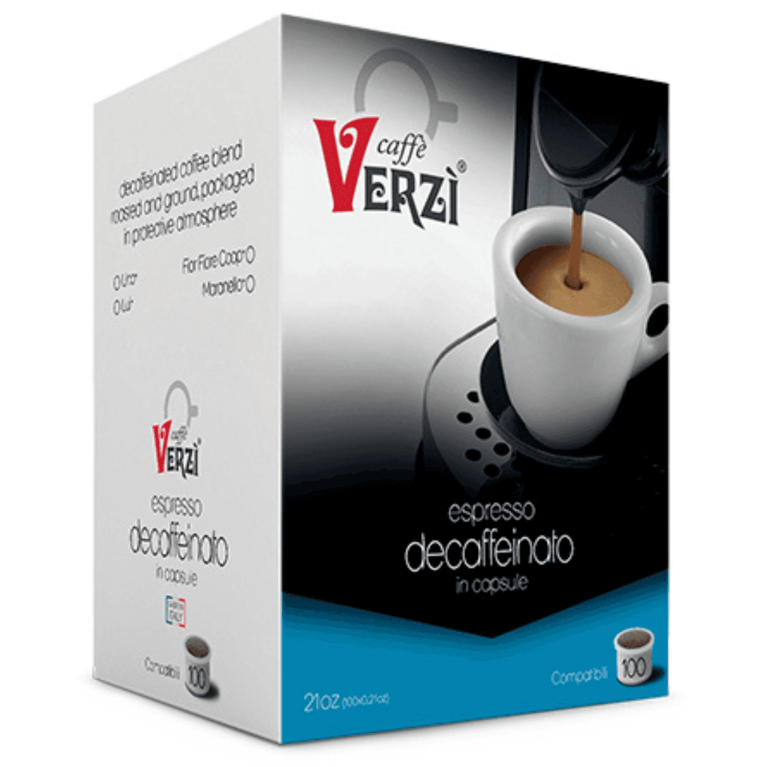 a box of verzi coffee on a white background