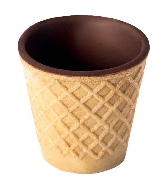 a cup made of wafers and chocolate