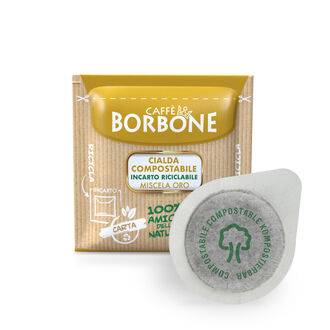 a package of borbone coffee pods next to a packet of coffee pods
