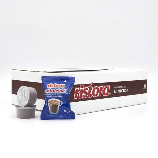 a box of Ristora chocolate capsules on a white background